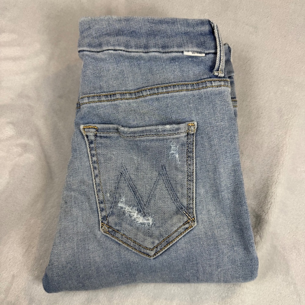 MOTHER The High Waisted Looker Crop Chatterbox Distressed Ripped Jeans Womens 27